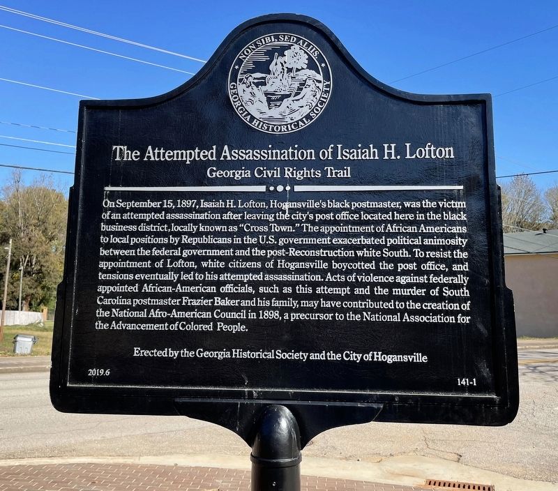 The Attempted Assassination of Isaiah H. Lofton Marker image. Click for full size.