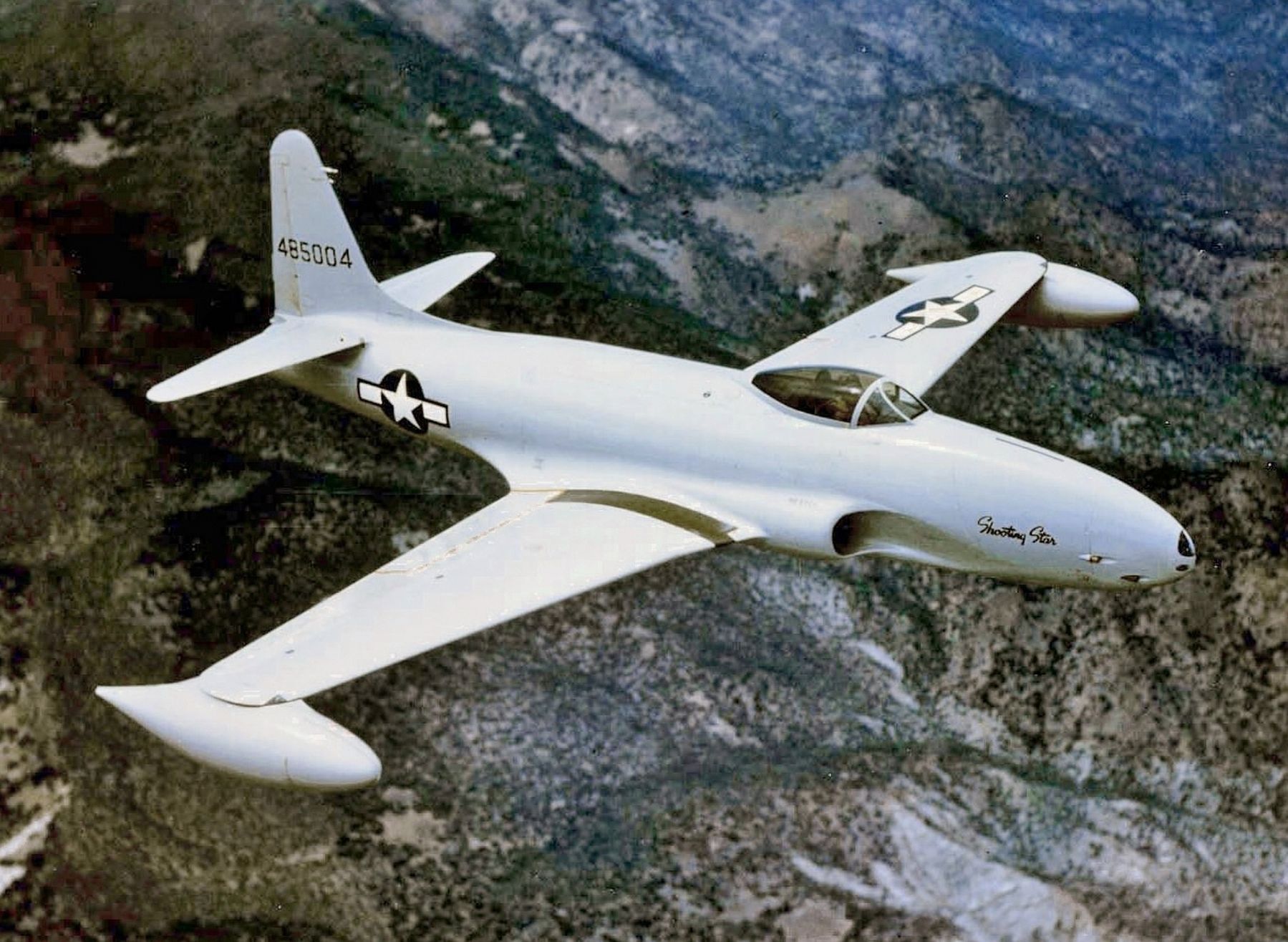 Lockheed P-80A-1-LO Shooting Star in flight image. Click for full size.