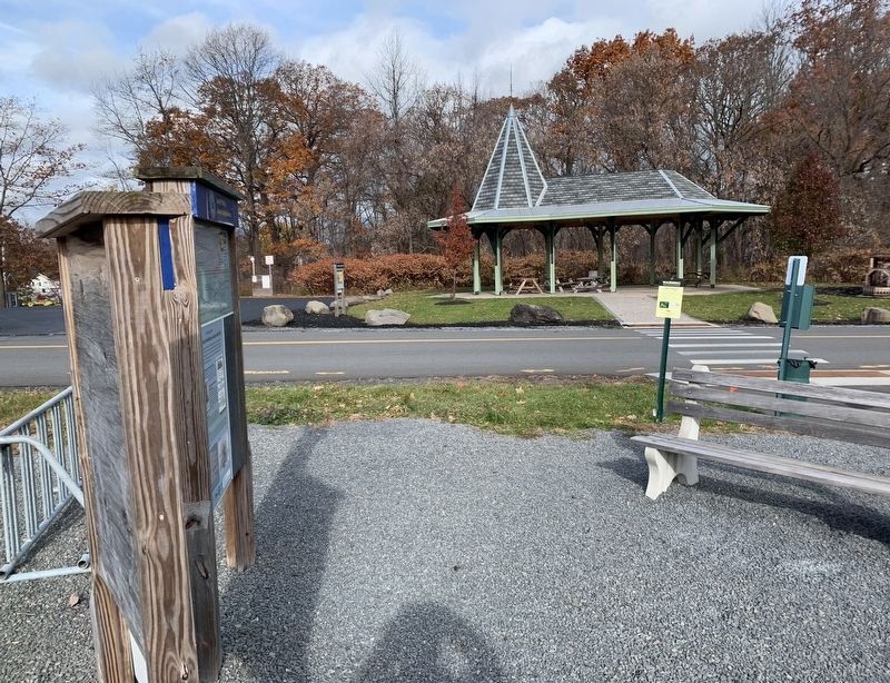 Looking towards the Albany Rail Trail Pavilion from Marker image. Click for full size.