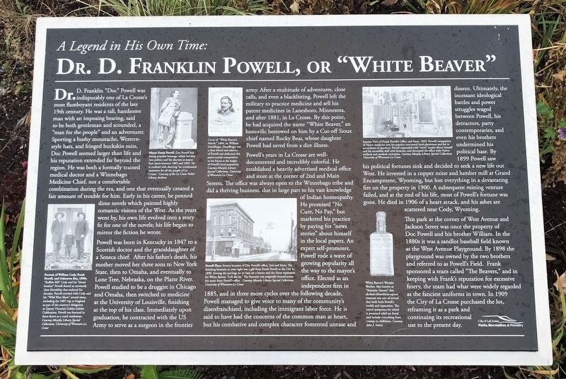 <i>A Legend in His Own Time:</i> Dr D. Franklin Powell, or "White Beaver" Marker. Click for full size. <i>A Legend in His Own Time:</i> Dr D. Franklin Powell, or "White Beaver" Marker image. Click for full size.