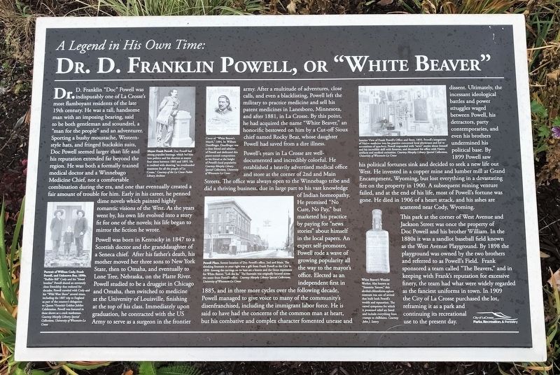 <i>A Legend in His Own Time:</i> Dr D. Franklin Powell, or "White Beaver" Marker image. Click for full size.