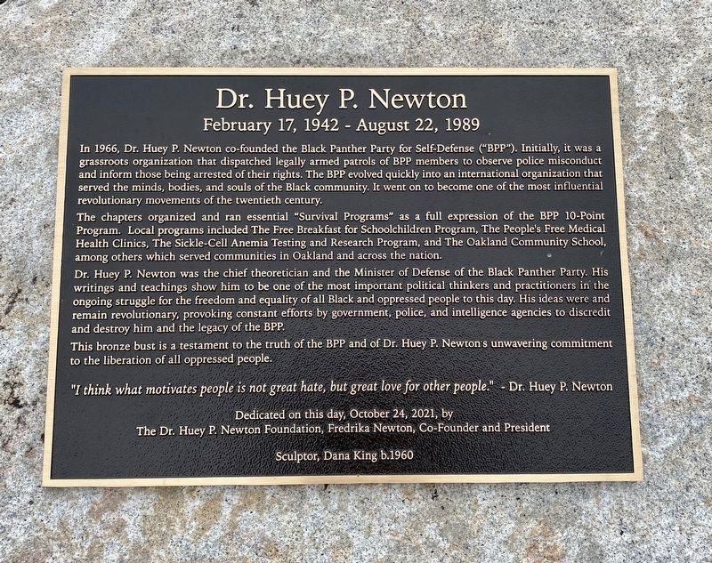 Dr. Huey P. Newton Marker. Click for full size. Dr. Huey P. Newton Marker image. Click for full size.