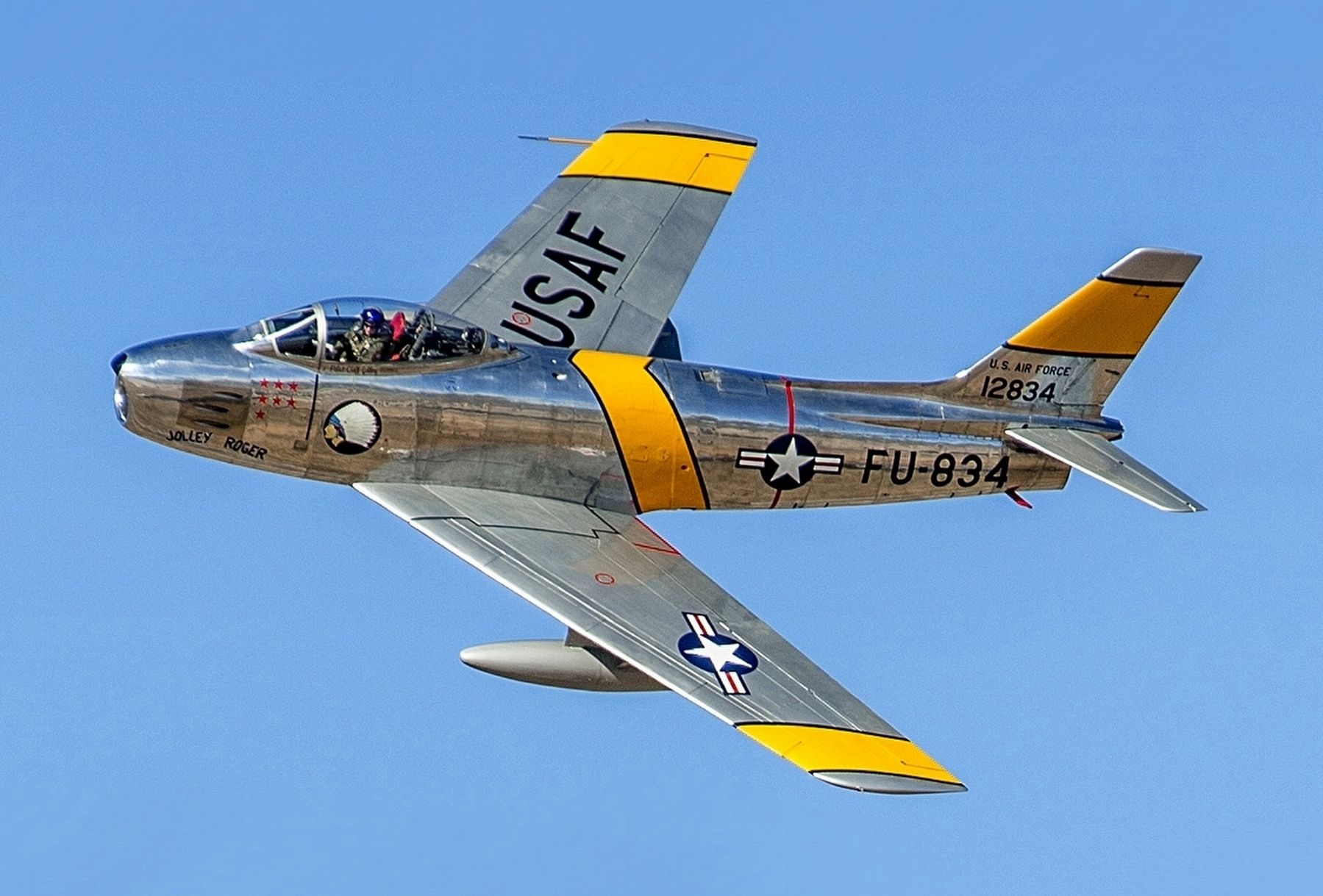North American F-86 Sabre in flight. Click for full size. North American F-86 Sabre in flight image. Click for full size.