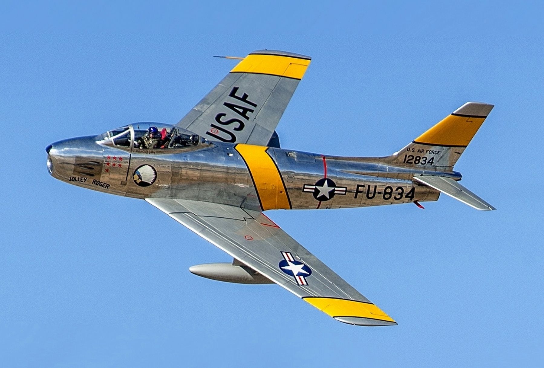 North American F-86 Sabre in flight image. Click for full size.