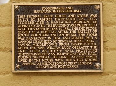 Stonebraker and Harbaugh Shafer Building Marker image. Click for full size.