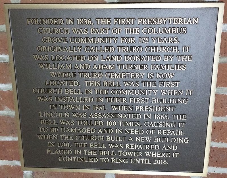First Presbyterian Church Bell Marker image. Click for full size.