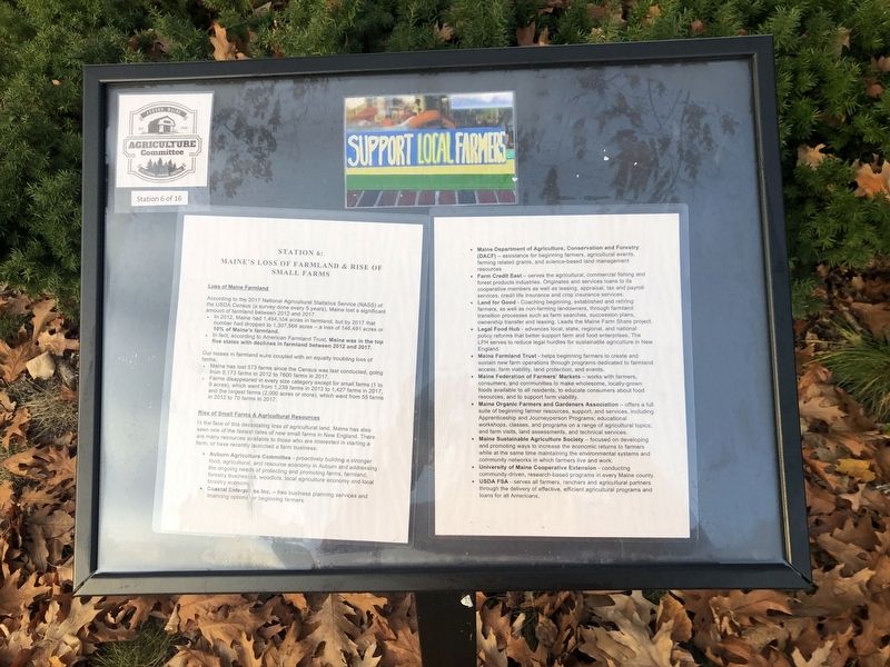 Maine's Loss of Farmland & Rise of Small Farms Marker. Click for full size. Maine's Loss of Farmland & Rise of Small Farms Marker image. Click for full size.