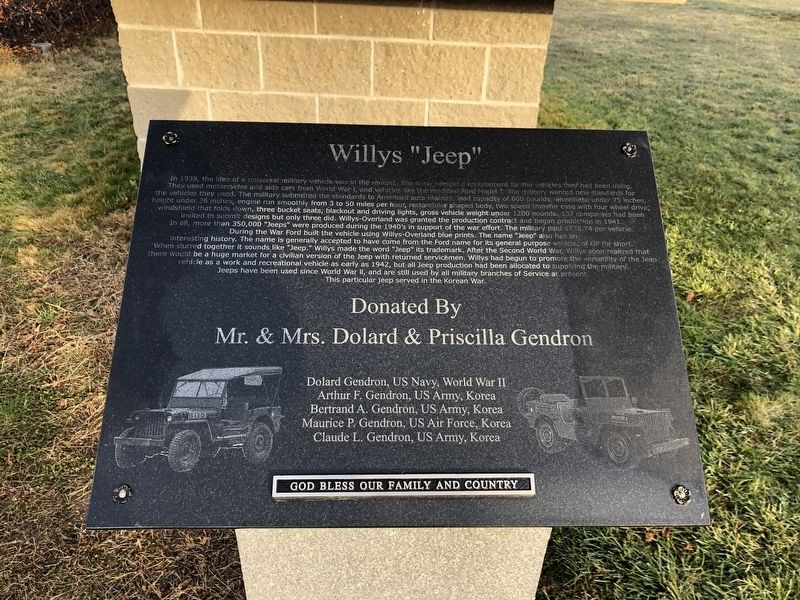 Willys "Jeep" Marker image. Click for full size.