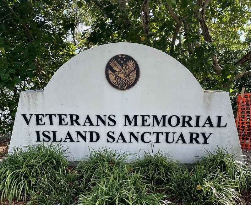Veterans Memorial Island Sanctuary Sign image. Click for full size.