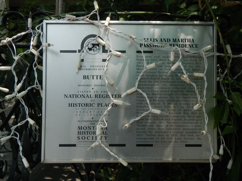 Ellis and Martha Passmore Residence Marker image. Click for full size.