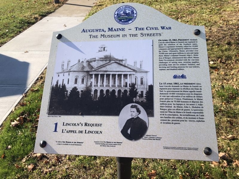 Lincoln's Request / L'Appel de Lincoln Marker image. Click for full size.