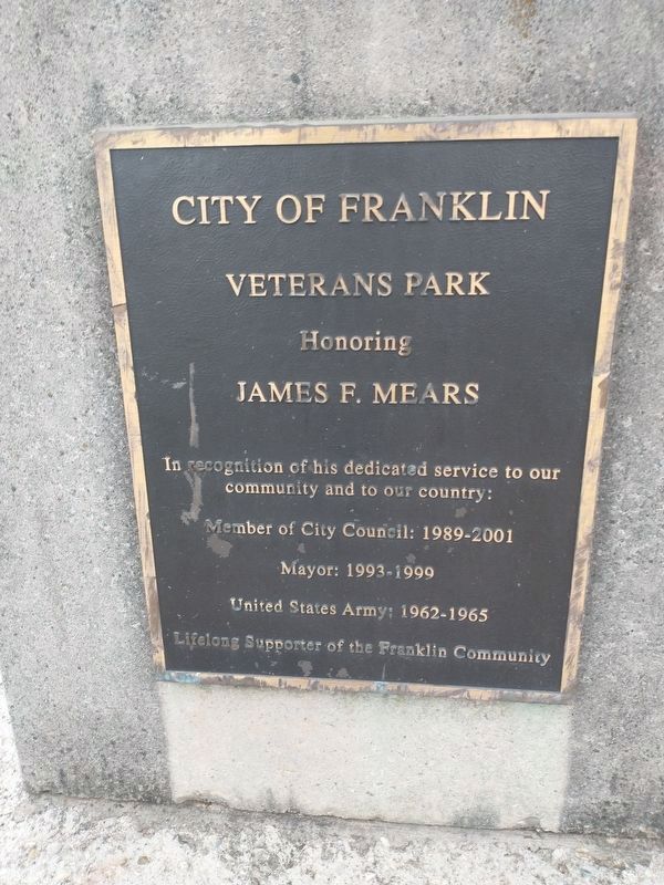 Franklin Veterans Park Marker image. Click for full size.