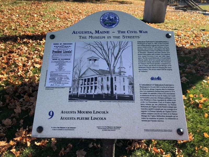 Augusta Mourns Lincoln / Augusta Pleur Lincoln Marker image. Click for full size.