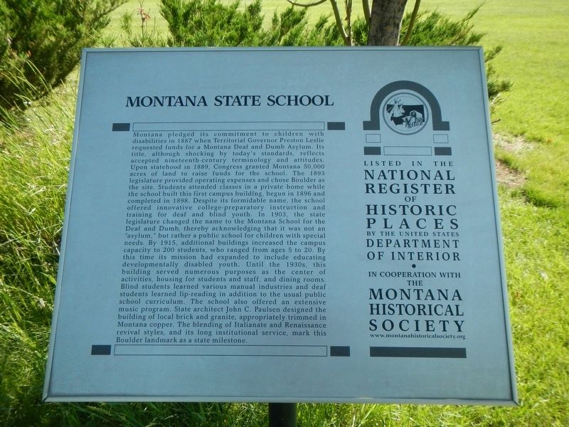 Montana State School Marker image. Click for full size.