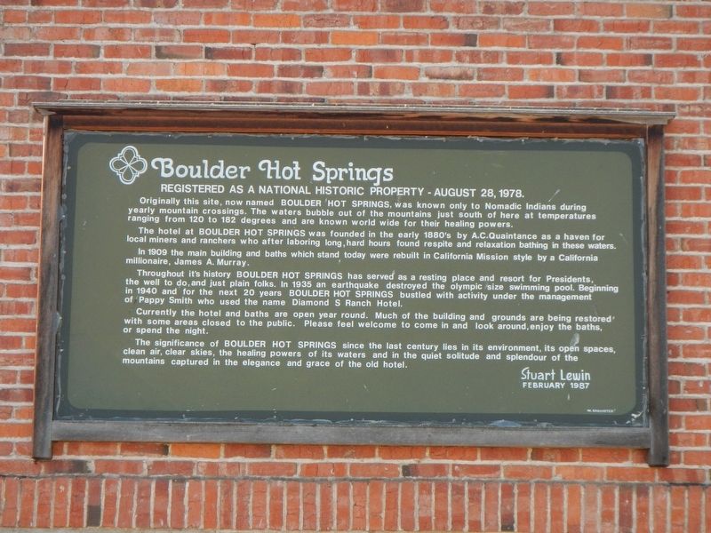 Boulder Hot Springs Marker image. Click for full size.