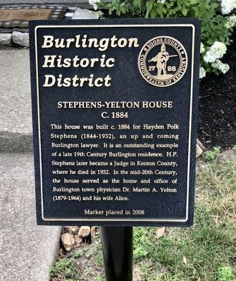 Stephens-Yelton House Marker image. Click for full size.