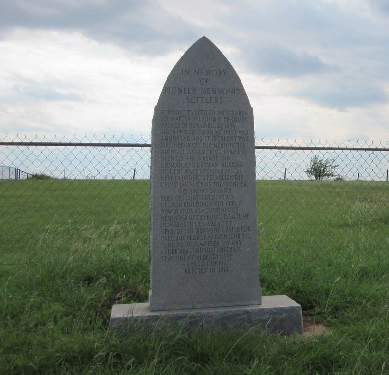 In Memory Of Pioneer Mennonite Settlers Marker image. Click for full size.