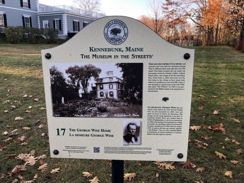The George Wise Home / La demeure George Wise Marker. Click for full size. The George Wise Home / La demeure George Wise Marker image. Click for full size.