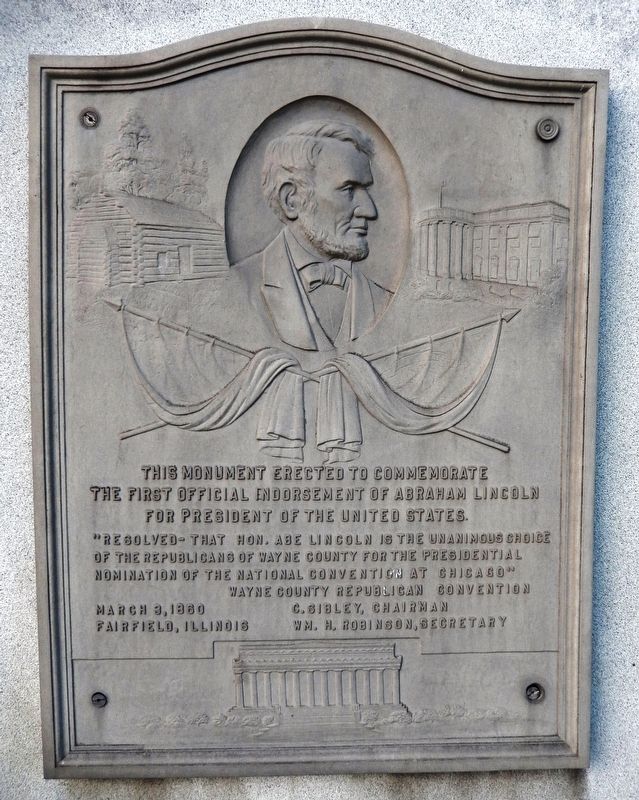 First Official Endorsement of Abraham Lincoln Marker image. Click for full size.