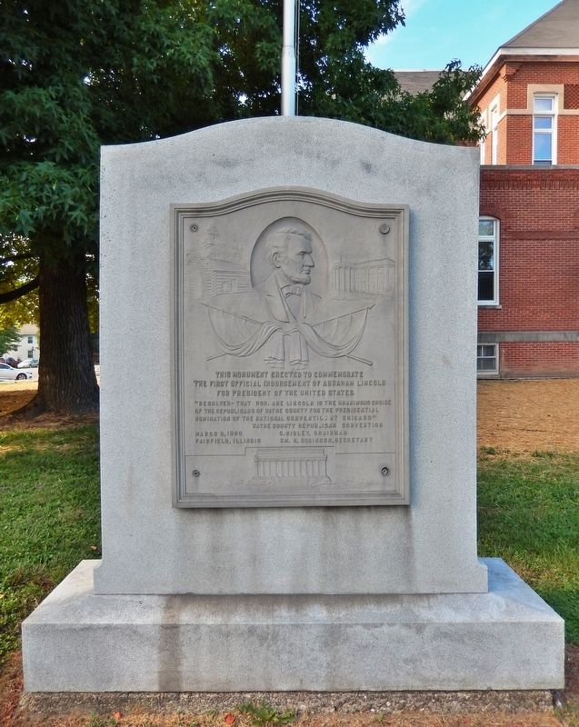 First Official Endorsement of Abraham Lincoln Marker image. Click for full size.