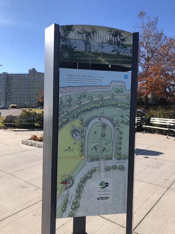 Fort Allen Park side of the marker. Click for full size. Fort Allen Park side of the marker image. Click for full size.