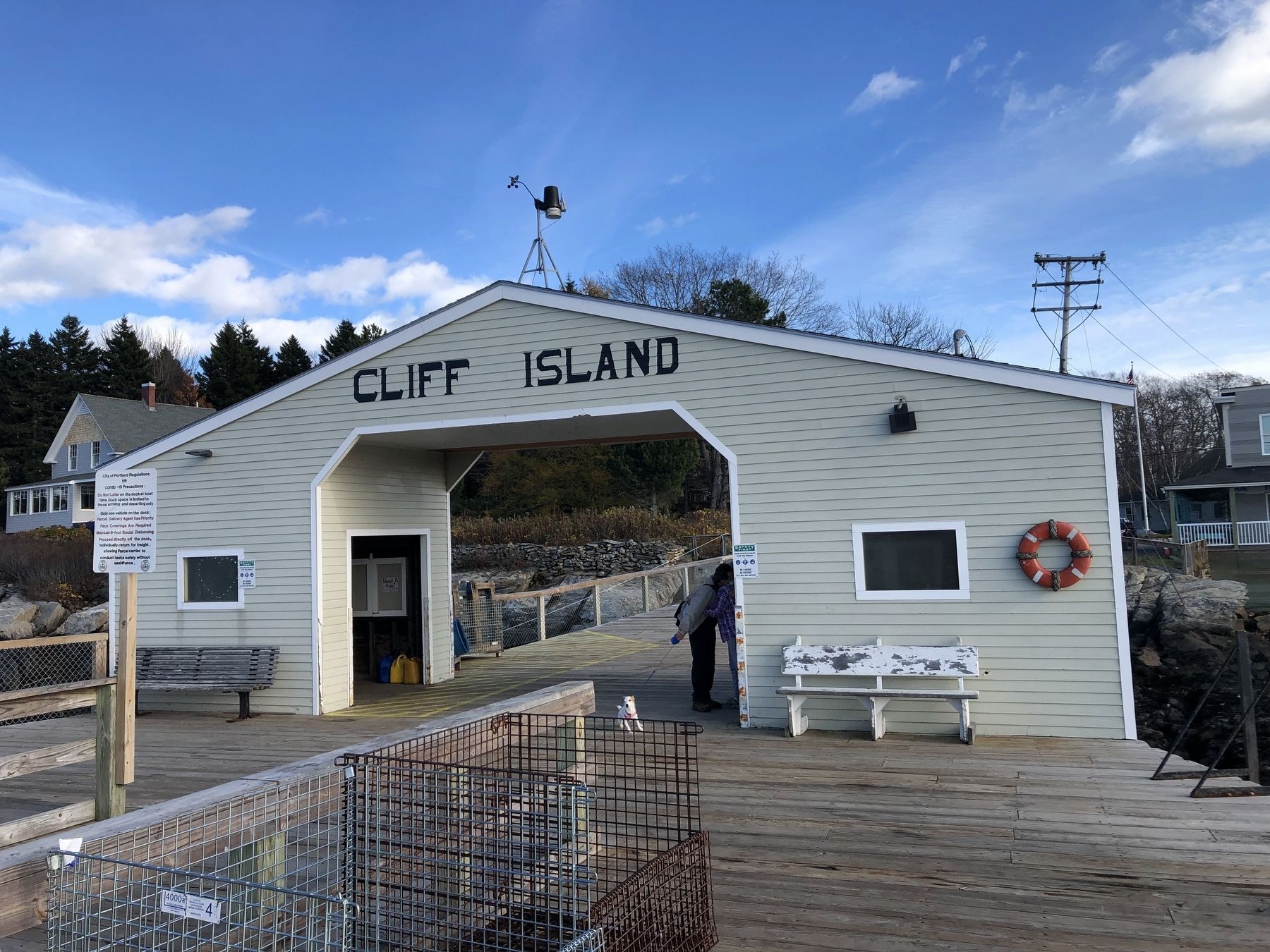 The marker hangs in this open-air shed on the island dock.. Click for full size. The marker hangs in this open-air shed on the island dock. image. Click for full size.