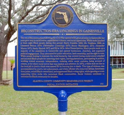 Reconstruction-Era Lynchings in Gainesville side of marker image. Click for full size.