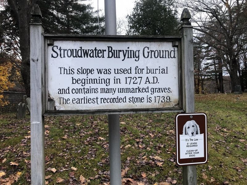Stroudwater Burying Ground Marker. Click for full size. Stroudwater Burying Ground Marker image. Click for full size.