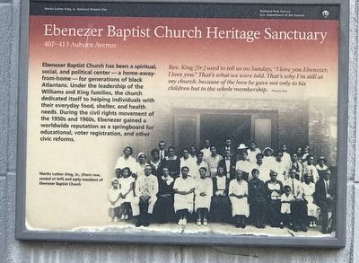 Ebenezer Baptist Church Heritage Sanctuary Marker. Click for full size. Ebenezer Baptist Church Heritage Sanctuary Marker image. Click for full size.