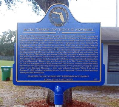 Racial Terror Lynchings in Newberry side of marker image. Click for full size.