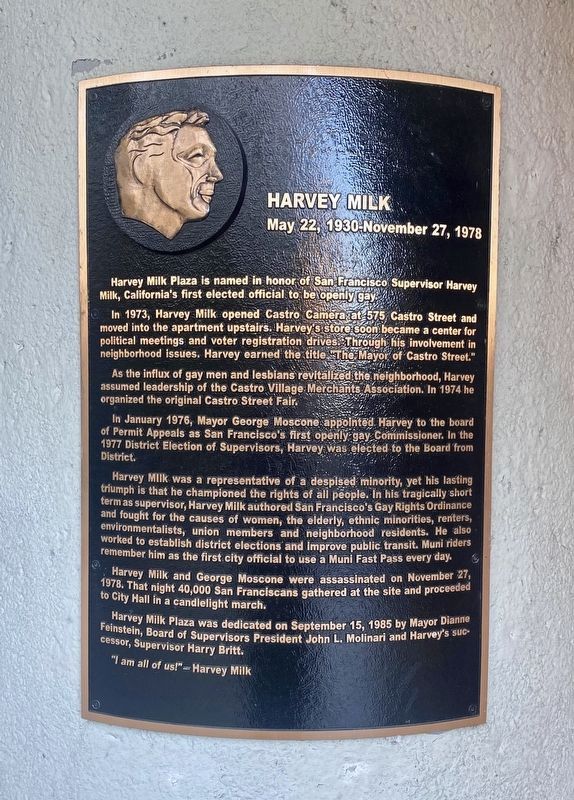 Harvey Milk Marker. Click for full size. Harvey Milk Marker image. Click for full size.