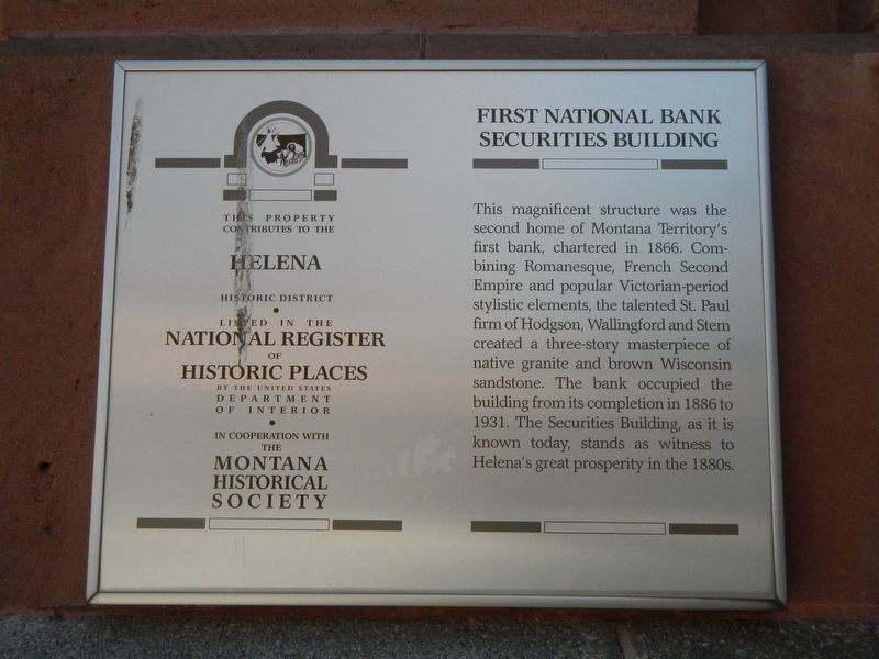 First National Bank Securities Building Marker image. Click for full size.