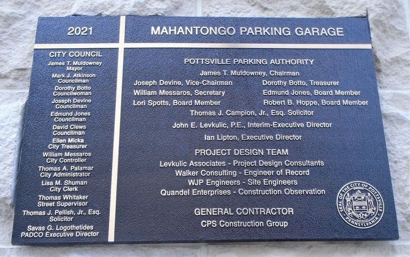 Mahantongo Parking Garage Marker (2021) image. Click for full size.