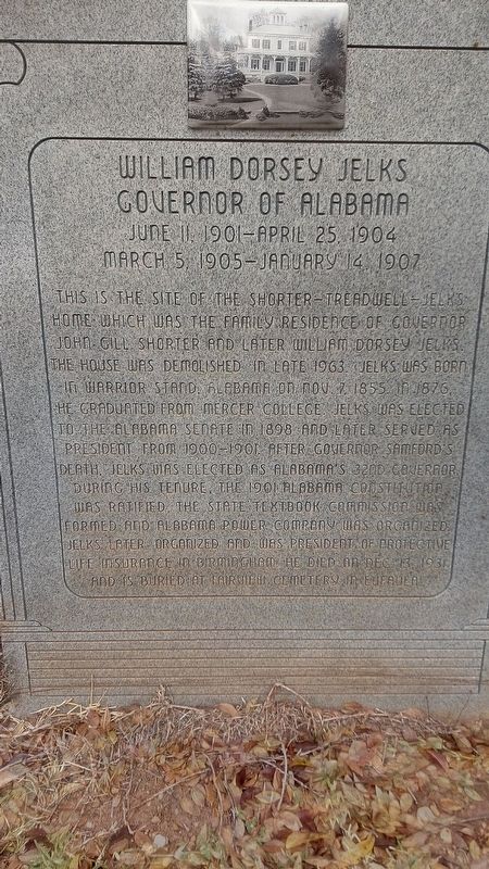 William Dorsey Jelks Governor of Alabama Marker image. Click for full size.