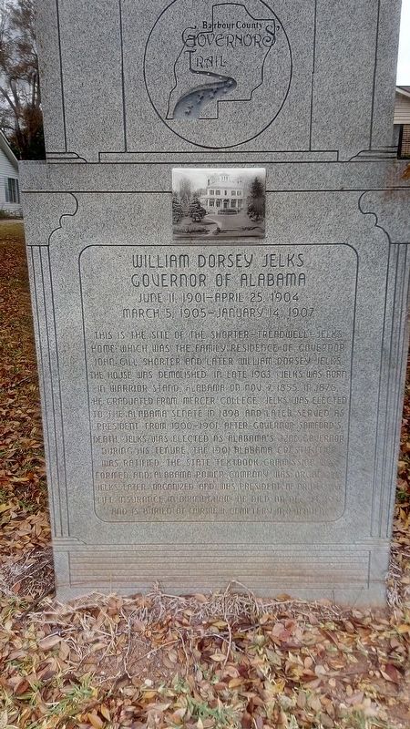 William Dorsey Jelks Governor of Alabama Marker image. Click for full size.