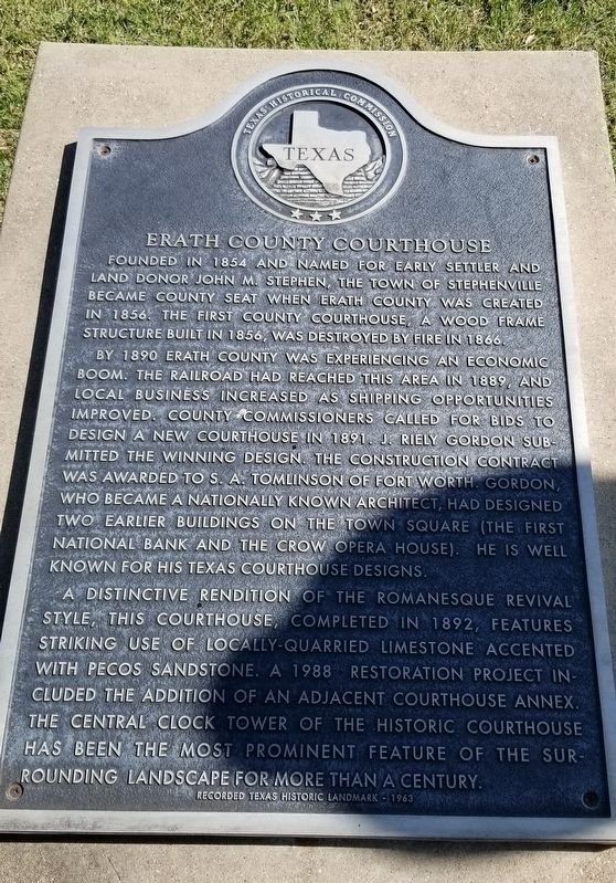 Erath County Courthouse Marker. Click for full size. Erath County Courthouse Marker image. Click for full size.
