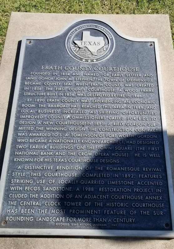 Erath County Courthouse Marker image. Click for full size.