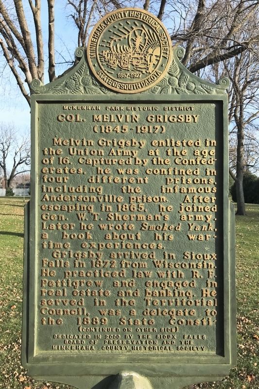 Col. Melvin Grigsby (1845-1917) Marker. Click for full size. Col. Melvin Grigsby (1845-1917) Marker image. Click for full size.