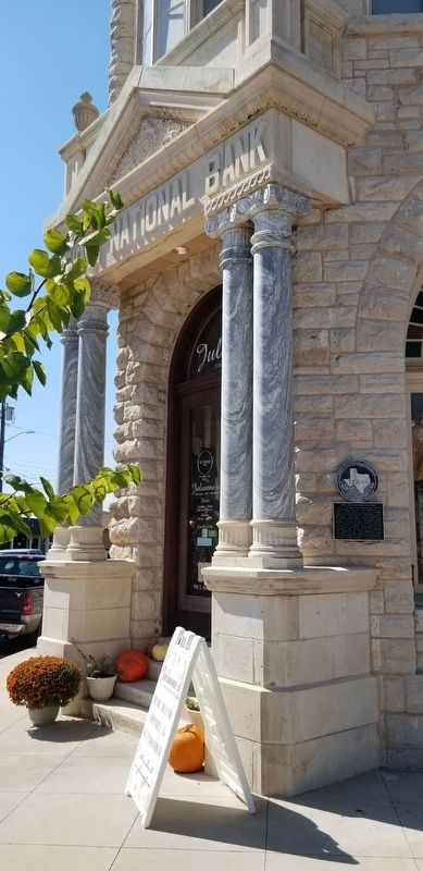 The front entrance to the First National Bank Building and Marker image. Click for full size.