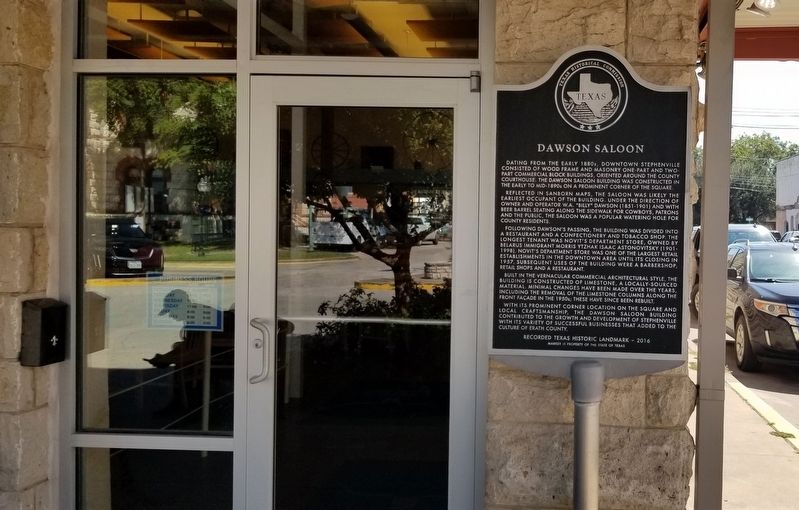 The front entrance to the Dawson Saloon and Marker image. Click for full size.
