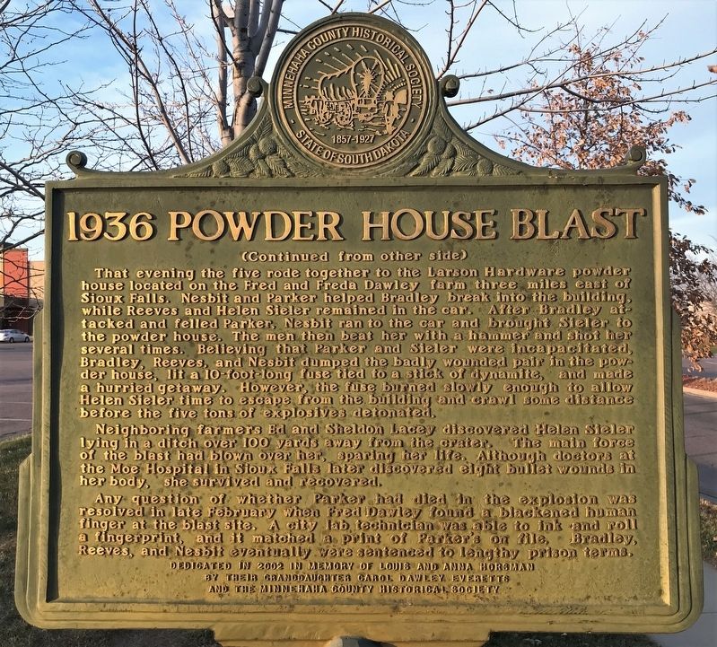 1936 Powder House Blast Marker. Click for full size. 1936 Powder House Blast Marker image. Click for full size.