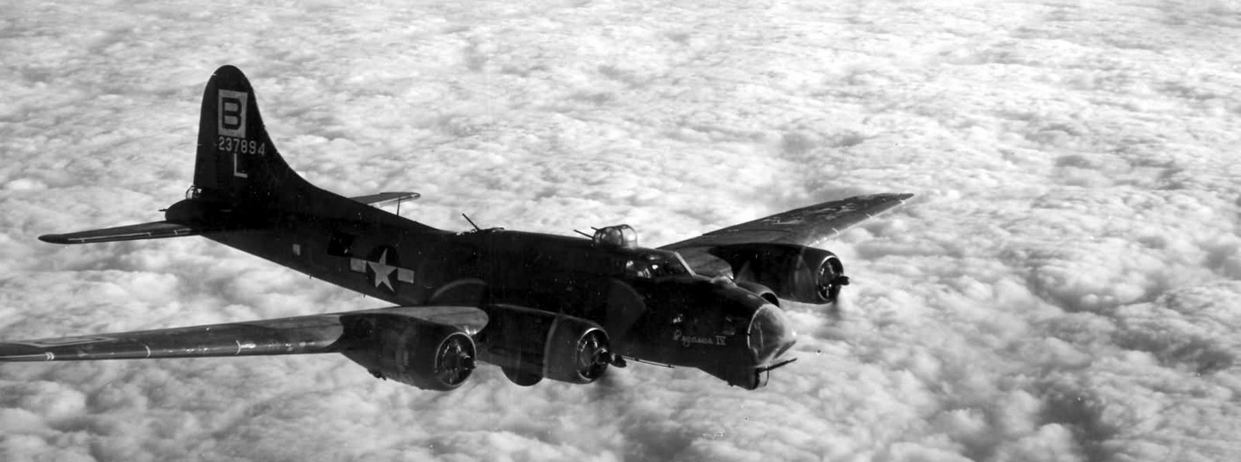 Boeing B-17G-20 "Pegasus IV"of 95th Bomb Group 334th Bomb Squadron, raid in 1944, s/n 42-37894 L image. Click for full size.