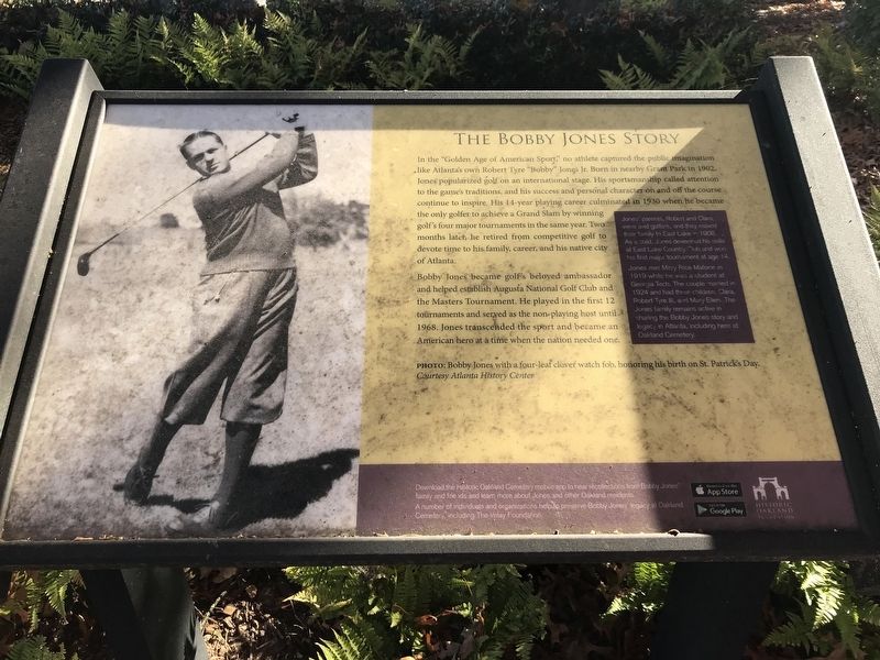 The Bobby Jones Story Marker. Click for full size. The Bobby Jones Story Marker image. Click for full size.