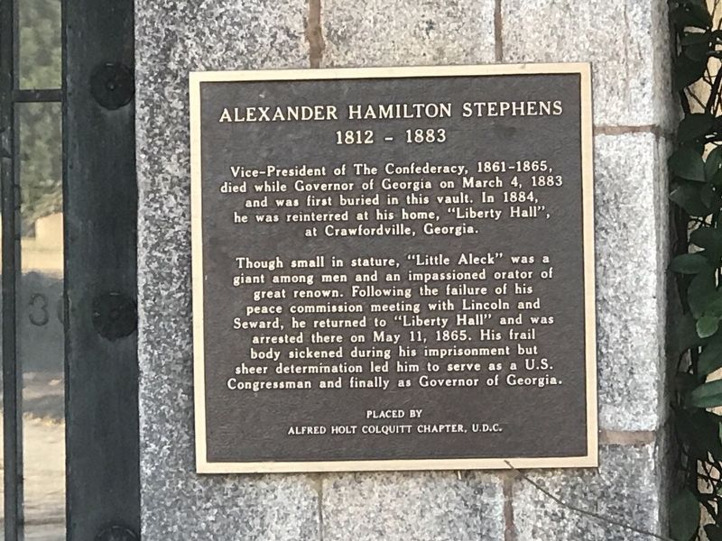 Alexander Hamilton Stephens Marker image. Click for full size.
