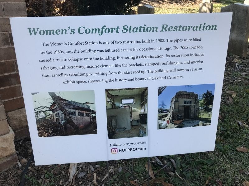Women's Comfort Station restoration sign image. Click for full size.
