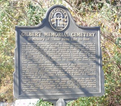 Gilbert Memorial Cemetery Marker image. Click for full size.