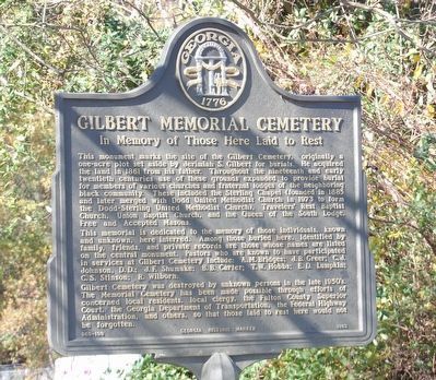 Gilbert Memorial Cemetery Marker. Click for full size. Gilbert Memorial Cemetery Marker image. Click for full size.