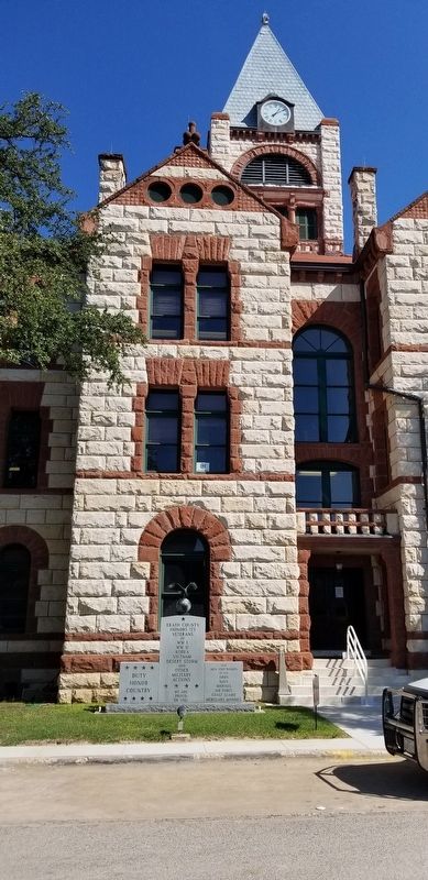 The Erath County War Memorial in front of the courthouse image. Click for full size.