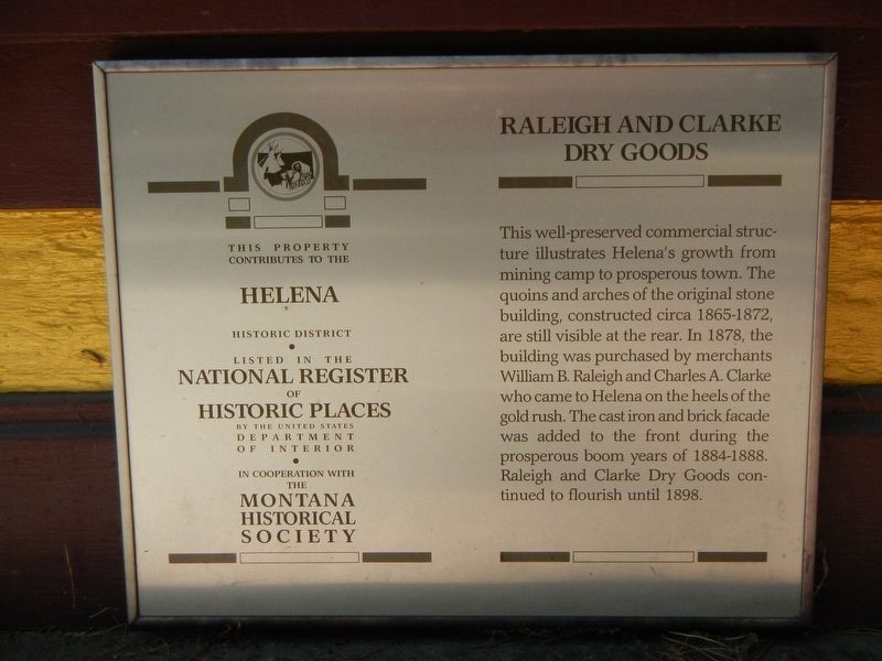 Raleigh and Clarke Dry Goods Marker. Click for full size. Raleigh and Clarke Dry Goods Marker image. Click for full size.