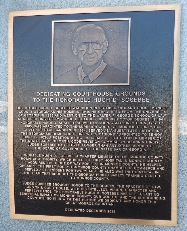 The Honorable Hugh D. Sosebee Marker image. Click for full size.
